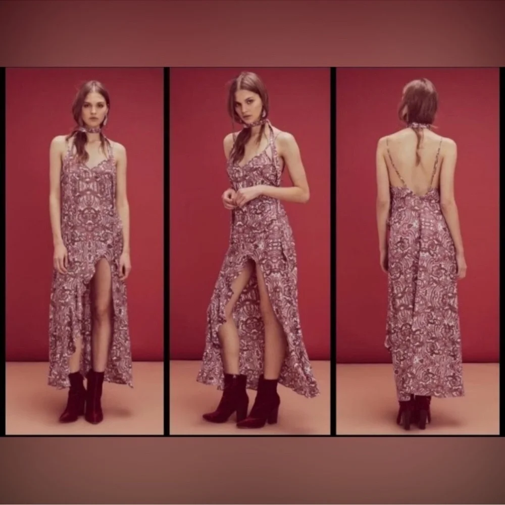 FOR LOVE & LEMONS Romy Tank Dress Lilac Paisley Maxi Dress Sz. XS - Picture 7 of 14